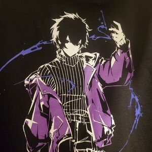 Men's Black and Purple Graphic Sweater